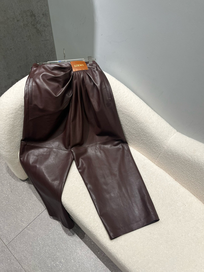 NIGO Loewe Women's Spring/Autumn Solid Color Pleated Sheepskin Long Pants #nigo77938
