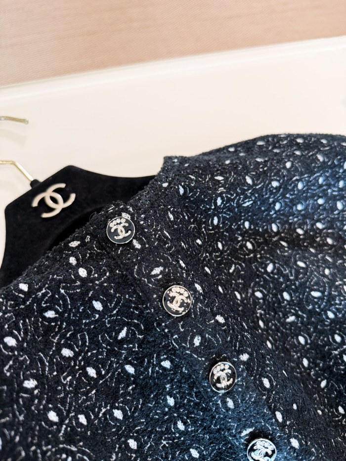 NIGO Chanel Women's Summer Solid Colour Round Neck Button-Up Waist-cinched Embroidered Logo Short Sleeve Short Dress #nigo77939