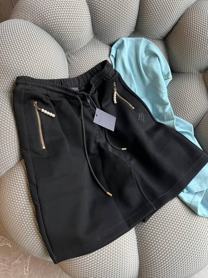 NIGO Louis Vuitton Men's Summer Solid Color Drawstring Tie-Up Slim Fit Casual Shorts #nigo77953