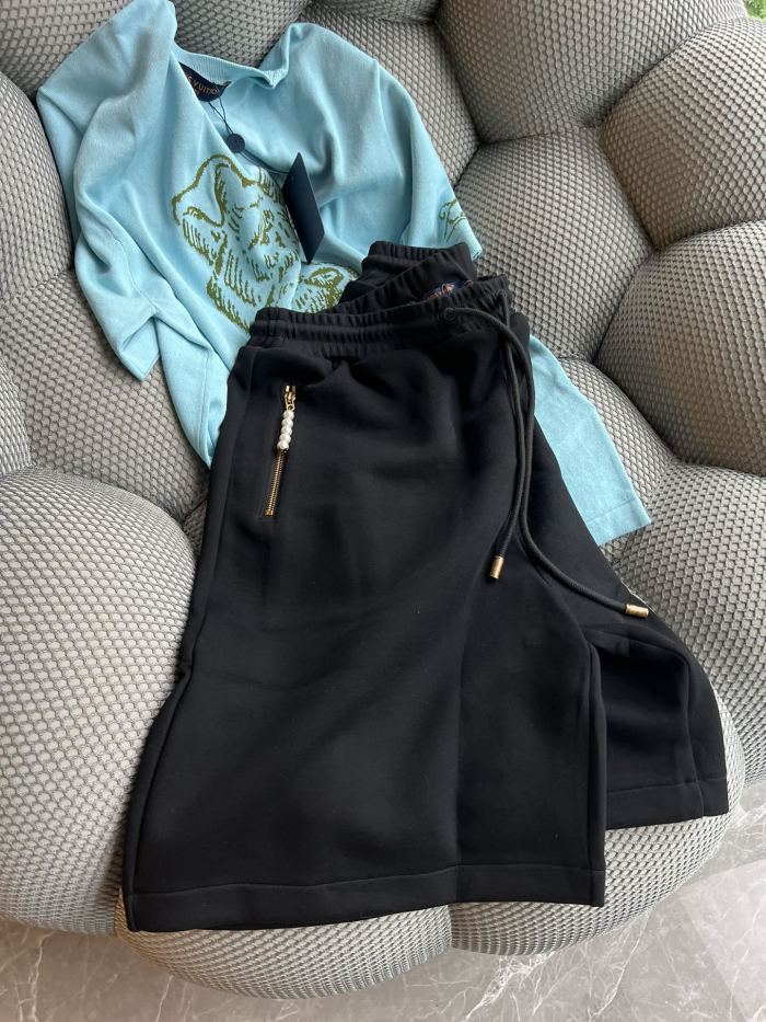 NIGO Louis Vuitton Men's Summer Solid Color Drawstring Tie-Up Slim Fit Casual Shorts #nigo77953