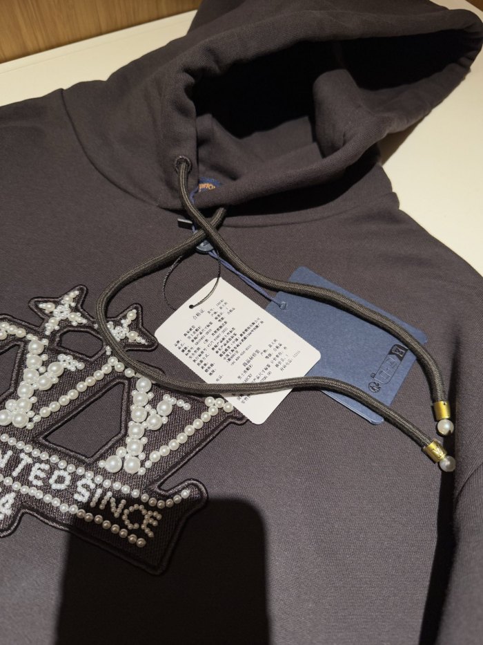 NIGO Louis Vuitton Men's Spring/Autumn Solid Color Beaded Embroidery Pattern Printed Drawstring Hooded Long Sleeve Sweatshirt #nigo77951