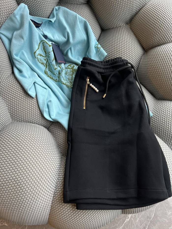 NIGO Louis Vuitton Men's Summer Solid Color Drawstring Tie-Up Slim Fit Casual Shorts #nigo77953