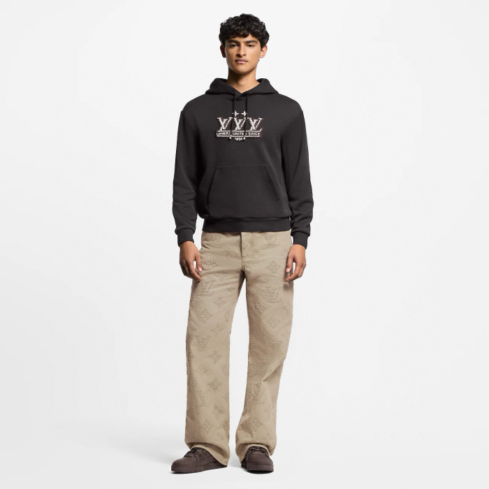 NIGO Louis Vuitton Men's Spring/Autumn Solid Color Beaded Embroidery Pattern Printed Drawstring Hooded Long Sleeve Sweatshirt #nigo77951