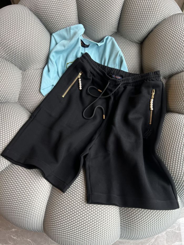 NIGO Louis Vuitton Men's Summer Solid Color Drawstring Tie-Up Slim Fit Casual Shorts #nigo77953