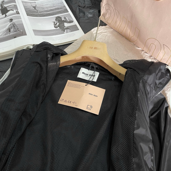 NIGO MiuMiu Women's Spring/Summer Solid Color Technical Fabric Sun Protection Zipper Long Sleeve Jacket #nigo77948