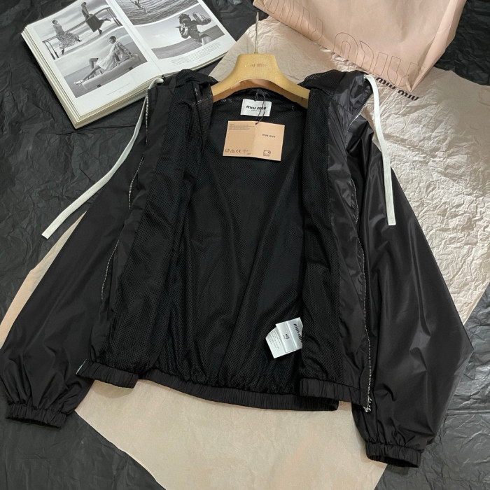 NIGO MiuMiu Women's Spring/Summer Solid Color Technical Fabric Sun Protection Zipper Long Sleeve Jacket #nigo77948