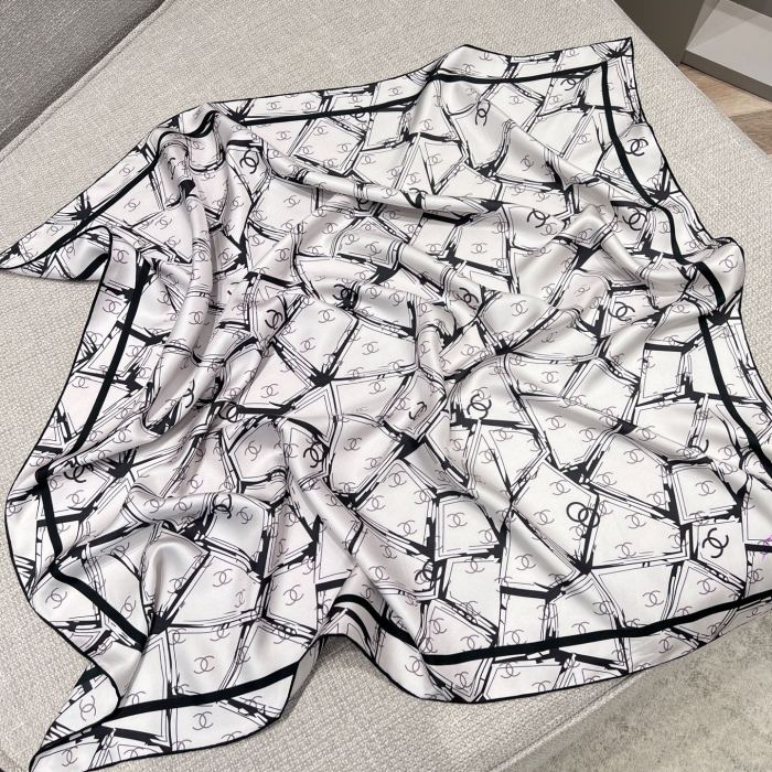 NIGO Chanel Women's Solid Color Logo Print Silk Scarf Headscarf Fashion Accessories #nigo77975