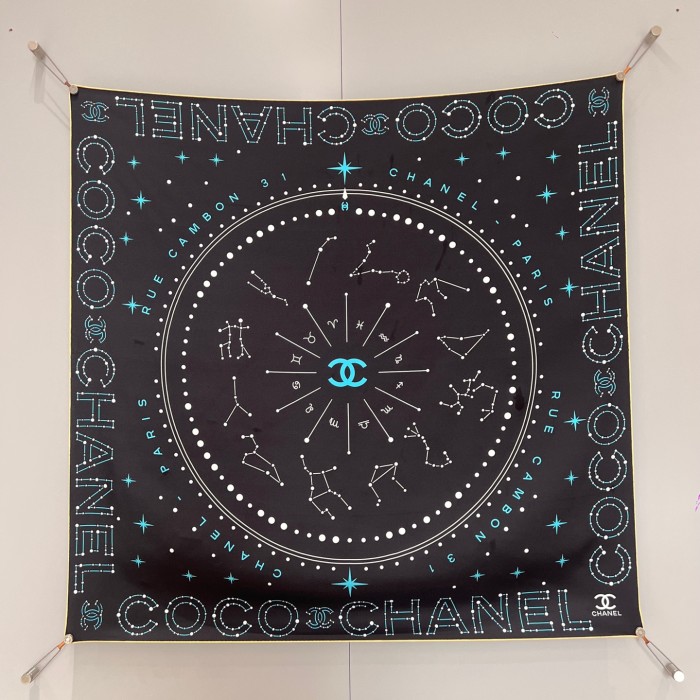 NIGO Chanel Women's Solid Color Logo Print Silk Scarf Headscarf Fashion Accessories #nigo77975