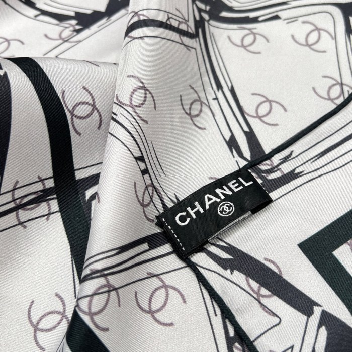 NIGO Chanel Women's Solid Color Logo Print Silk Scarf Headscarf Fashion Accessories #nigo77975