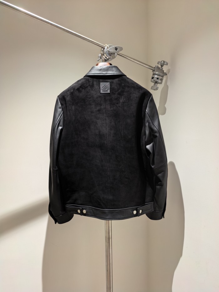 NIGO Louis Vuitton Men's Solid Color Autumn/Winter Logo Print Sheepskin Patchwork Long Sleeve Zipper Jacket #nigo77971