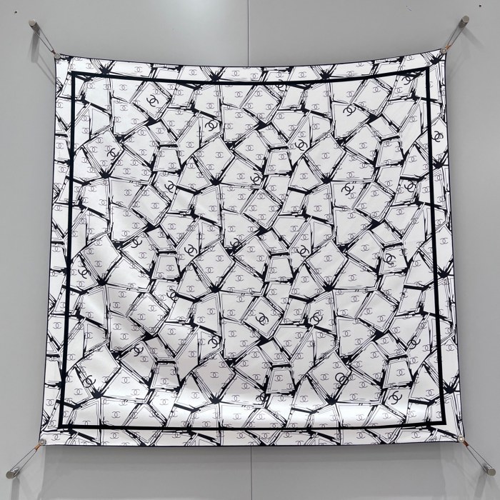 NIGO Chanel Women's Solid Color Logo Print Silk Scarf Headscarf Fashion Accessories #nigo77975