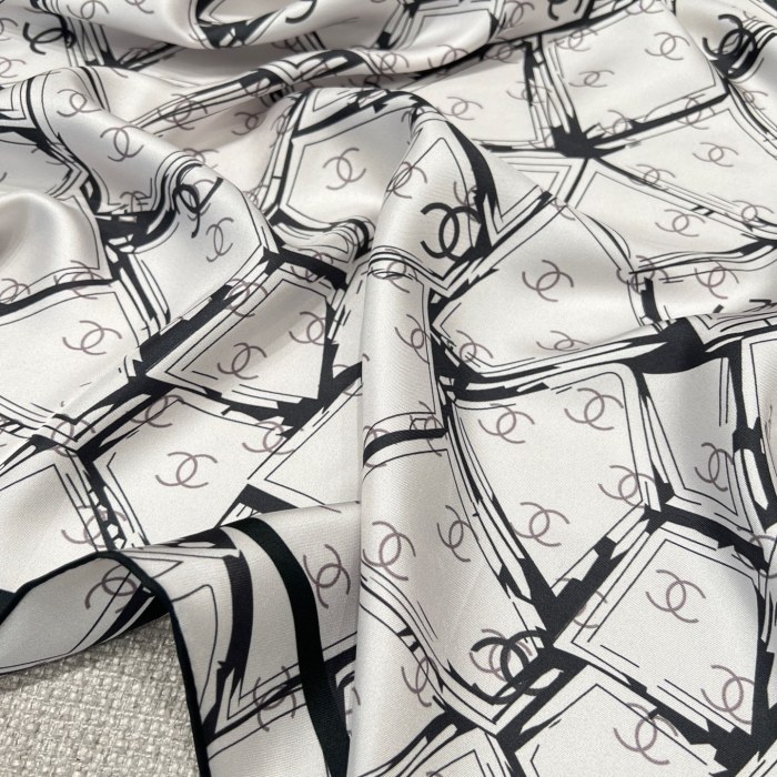 NIGO Chanel Women's Solid Color Logo Print Silk Scarf Headscarf Fashion Accessories #nigo77975