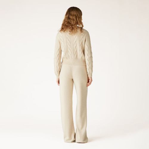 NIGO Loro Piana Napier Women's Spring And Autumn Chunky Knit Set High Elastic Solid Color Round Neck Long Sleeve Pullover Straight Leg Knit Casual Pants Suit Set Ngvp #nigo2164