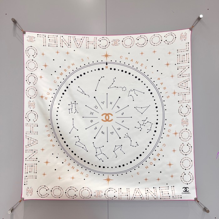NIGO Chanel Women's Solid Color Logo Print Silk Scarf Headscarf Fashion Accessories #nigo77975