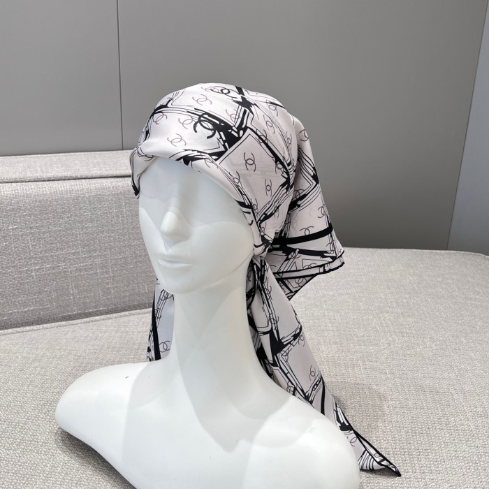 NIGO Chanel Women's Solid Color Logo Print Silk Scarf Headscarf Fashion Accessories #nigo77975