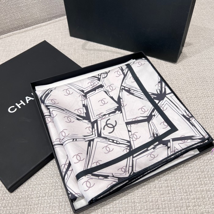 NIGO Chanel Women's Solid Color Logo Print Silk Scarf Headscarf Fashion Accessories #nigo77975