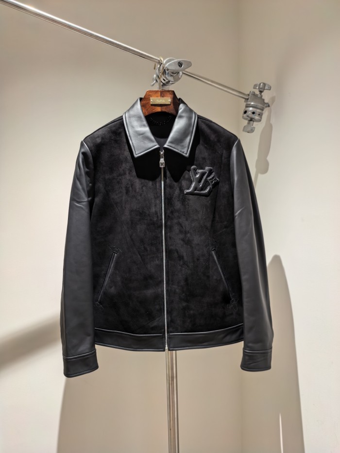 NIGO Louis Vuitton Men's Solid Color Autumn/Winter Logo Print Sheepskin Patchwork Long Sleeve Zipper Jacket #nigo77971