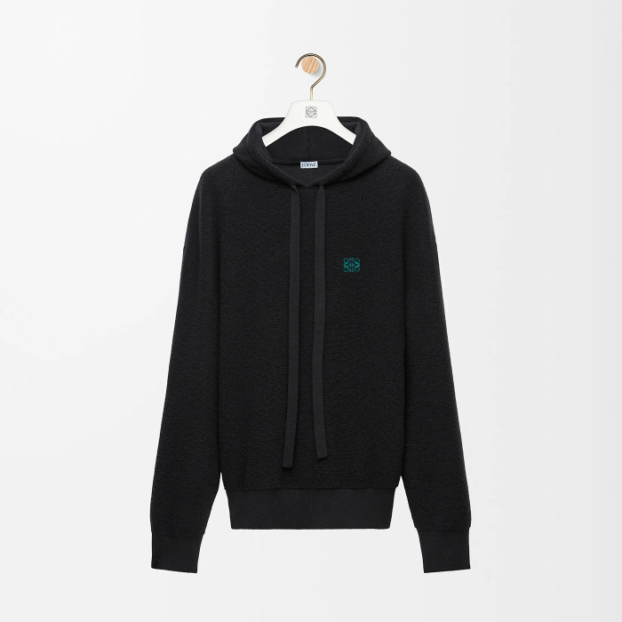 NIGO Loewe Men's Spring/Autumn Solid Color Embroidered Logo Print Wool Hooded Drawstring Long Sleeve Sweatshirt #nigo77976