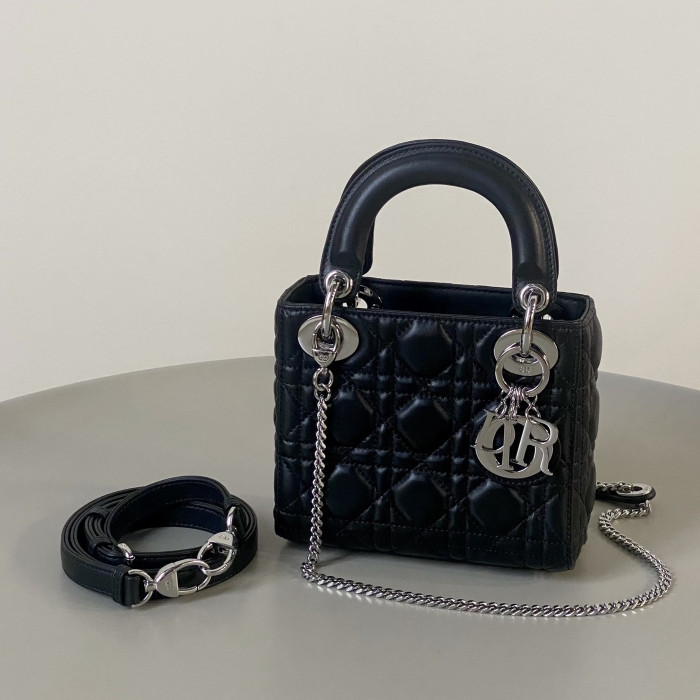 NIGO Dior Lady Women's Solid Color Metal Pendant Removable Chain Shoulder Strap Wicker Pattern Sheepskin Leather Single Shoulder Crossbody Handbag Bag Bags #nigo77983