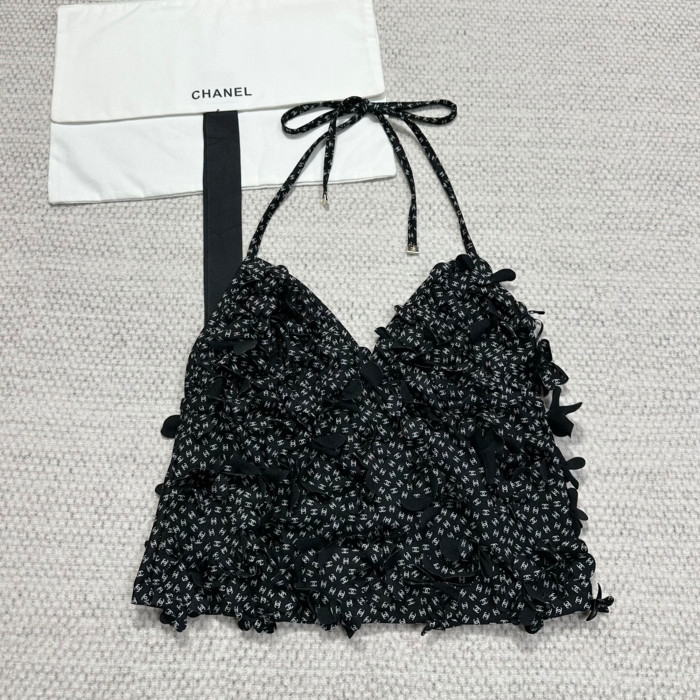 NIGO Chanel Coco Beach Haute Couture Women's Spring/summer Logo Tops Vest Printed Top 3d Floral Halter Skirt Suit Set #nigo81369