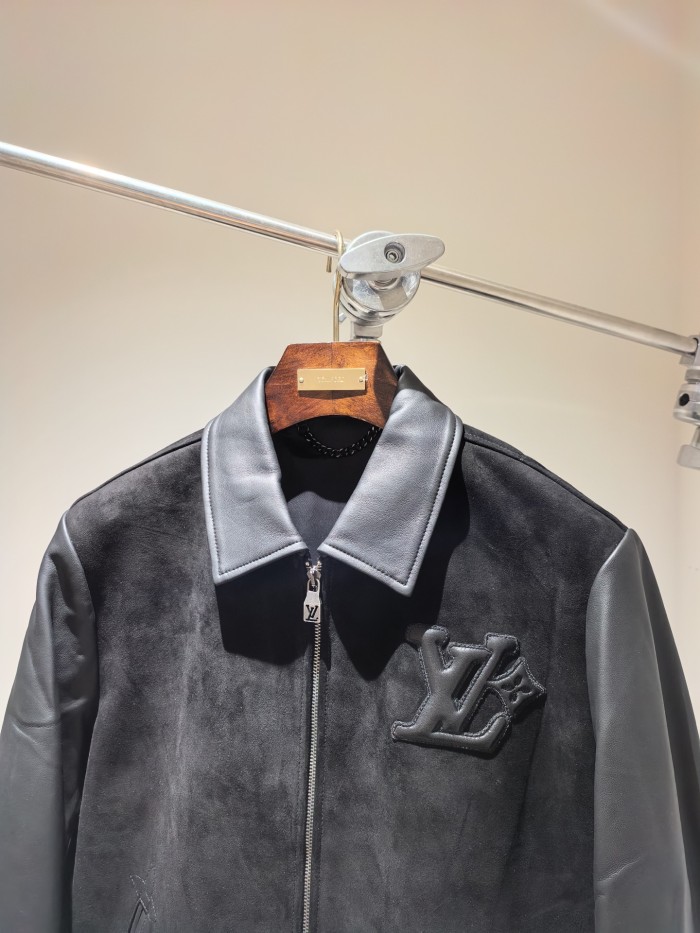 NIGO Louis Vuitton Men's Solid Color Autumn/Winter Logo Print Sheepskin Patchwork Long Sleeve Zipper Jacket #nigo77971