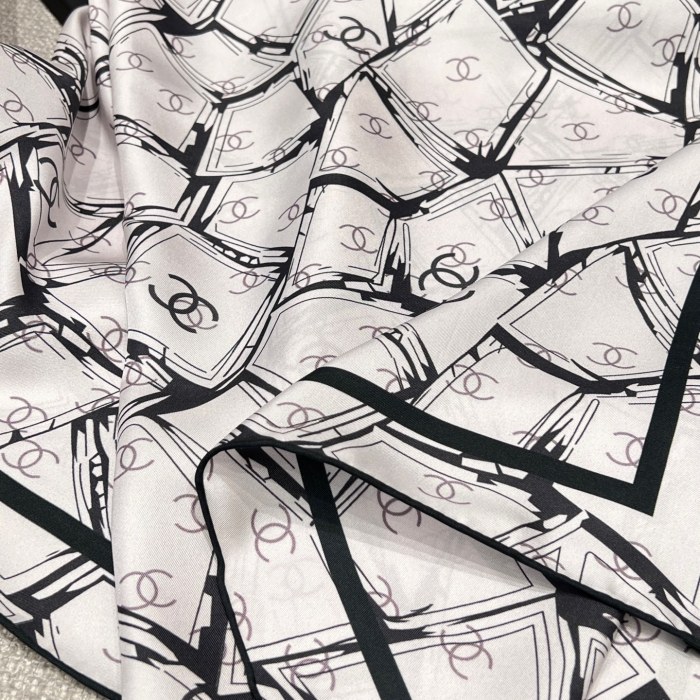 NIGO Chanel Women's Solid Color Logo Print Silk Scarf Headscarf Fashion Accessories #nigo77975