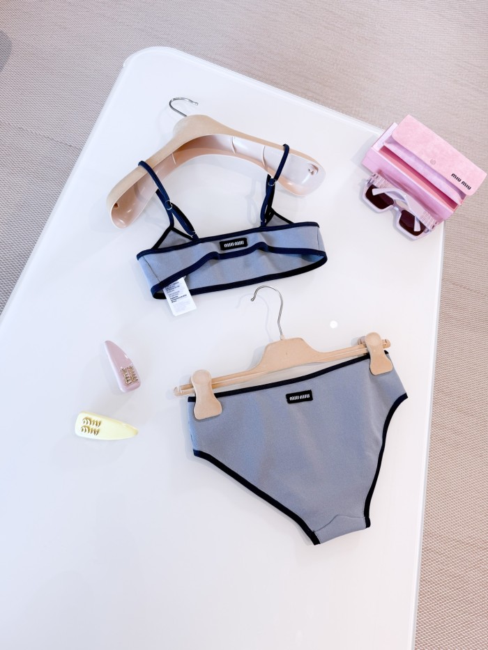 NIGO MiuMiu Women's Summer Solid Color Stretch Cotton Stretch Bikini Swimsuit Set Suit #nigo77992