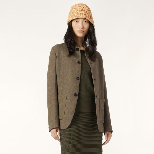 NIGO Loro Piana Spagna Women's Spring/autumn Collared Single-breasted Brown Linen Cotton Jacket Fashionable Casual Suit Ngvp #nigo2177