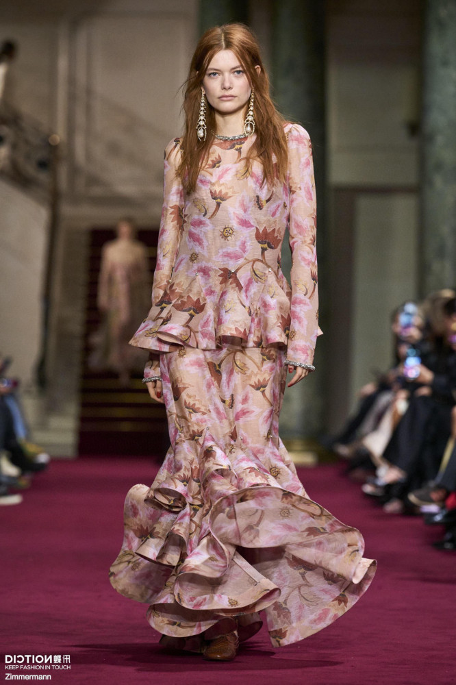 NIGO Zimmermann Women's Spring/summer Elegant Floral Print Dress With Multi-layer Ruffled Puff Skirt, Form-fitting Fashionable Dresses Ngvp #nigo2181