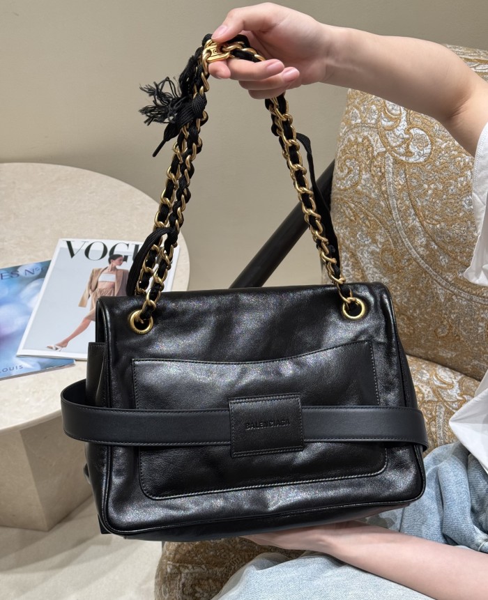 NIGO Balenciaga MODU Women's Solid Color Brand Logo Chain Decorated Cowhide Shoulder Bag Handbag Bags #nigo78124