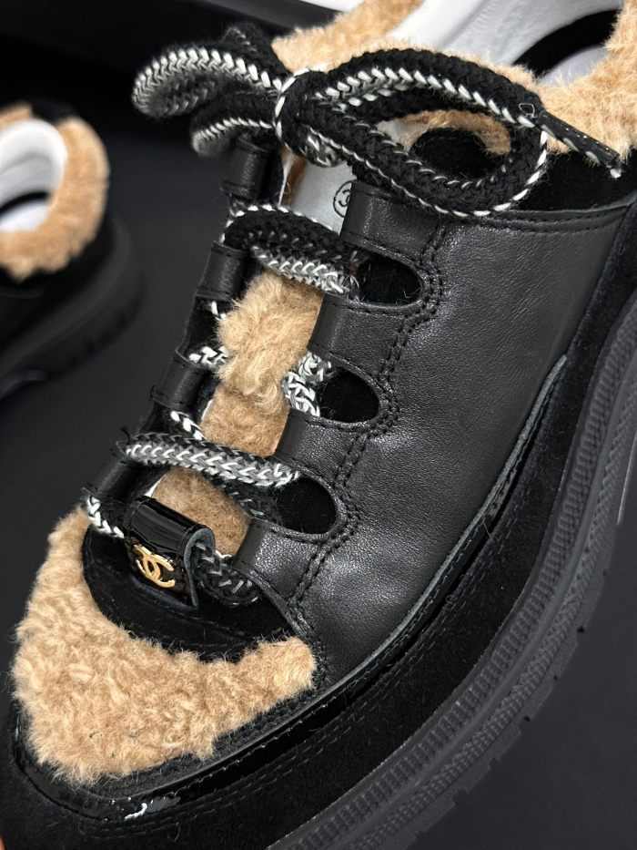 NIGO Chanel Women's Autumn/winter Color-Block Classic Fashion Round Toe Lace-up Low-top Leather Casual Shoes #nigo78123