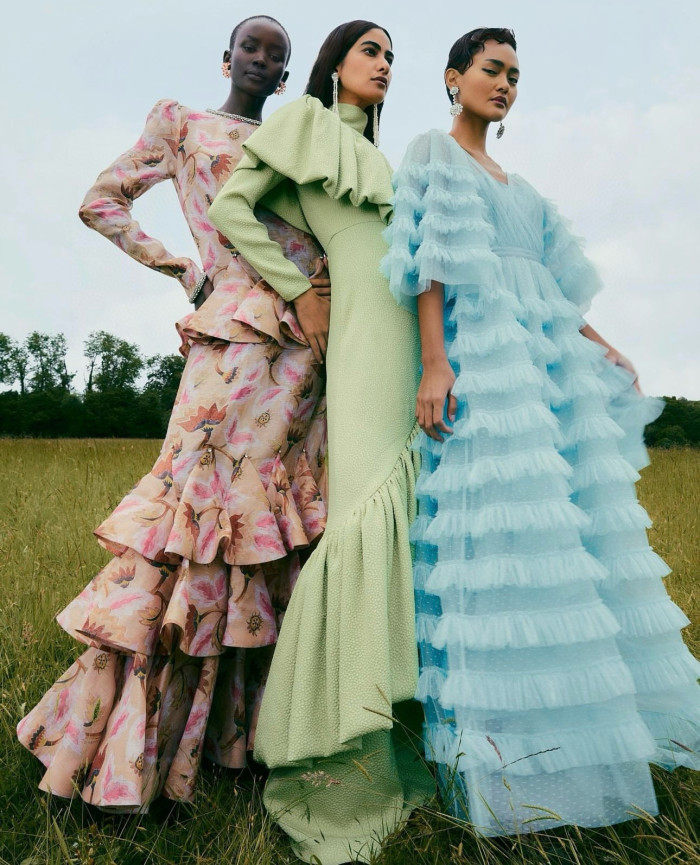 NIGO Zimmermann Women's Spring/summer Elegant Floral Print Dress With Multi-layer Ruffled Puff Skirt, Form-fitting Fashionable Dresses Ngvp #nigo2181