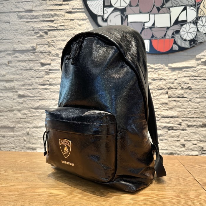 NIGO Balenciaga x Automobili Lamborghini Explorer Men's Solid Color Letter Print Oil Wax Leather Book Bag Backpack Bags #nigo78129