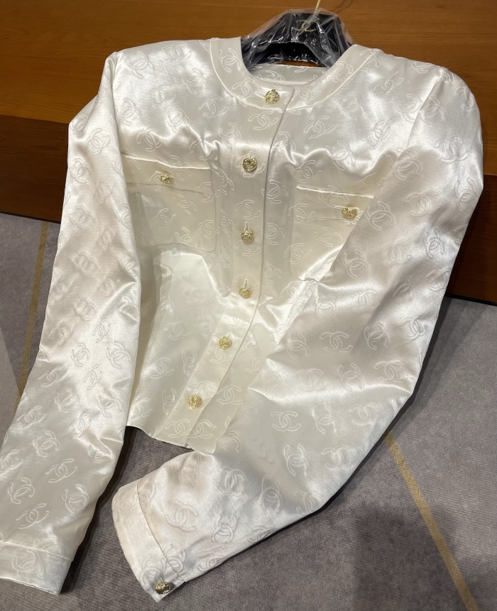 NIGO Chanel Women's Spring and Autumn Solid Color Logo Printed Single Breasted Silk Long Sleeve Jacket #nigo78133