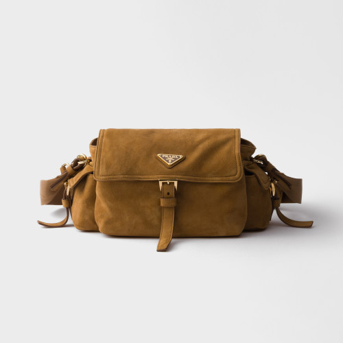 NIGO Prada Explore Men's and Women's Brand Logo Solid Color Suede Leather Messenger Bag Shoulder Bags #nigo78127