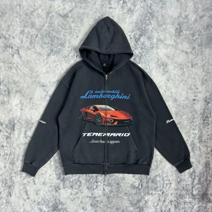 NIGO Balenciaga Automobili Lamborghini Hoodie Men's Spring/Autumn Solid Color Classic Printed Zipper Sweatshirt Pullover Hoodie#nigo78122