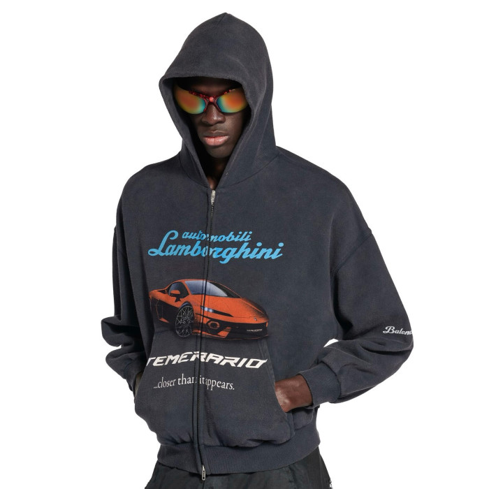 NIGO Balenciaga Automobili Lamborghini Hoodie Men's Spring/Autumn Solid Color Classic Printed Zipper Sweatshirt Pullover Hoodie#nigo78122