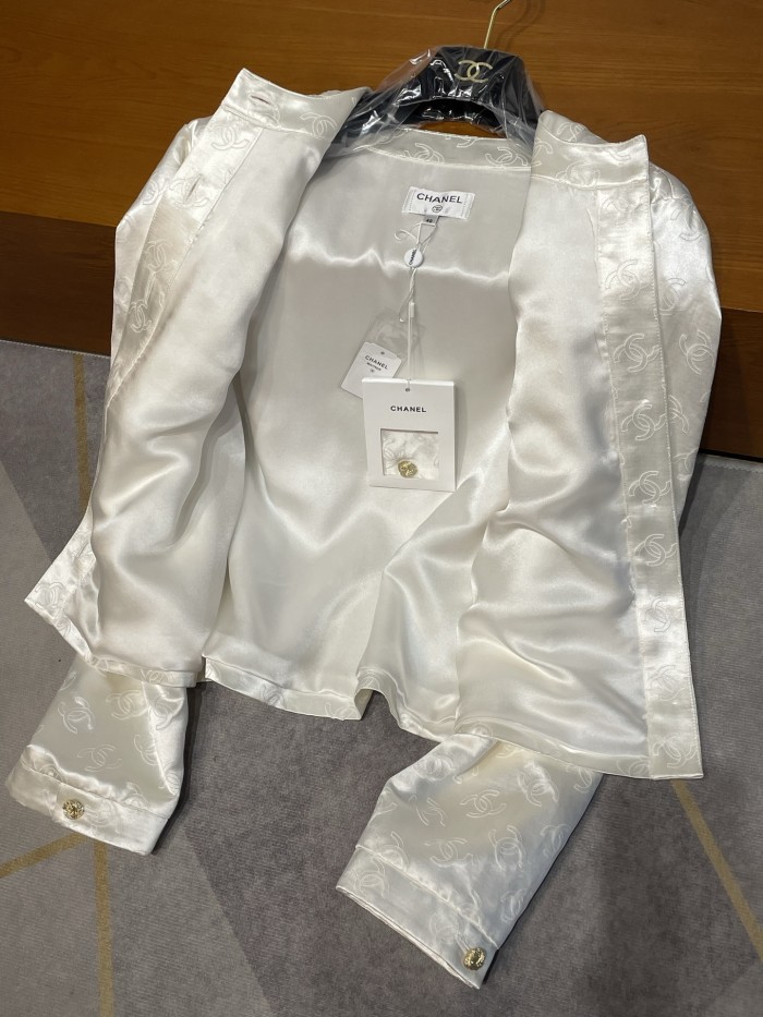 NIGO Chanel Women's Spring and Autumn Solid Color Logo Printed Single Breasted Silk Long Sleeve Jacket #nigo78133