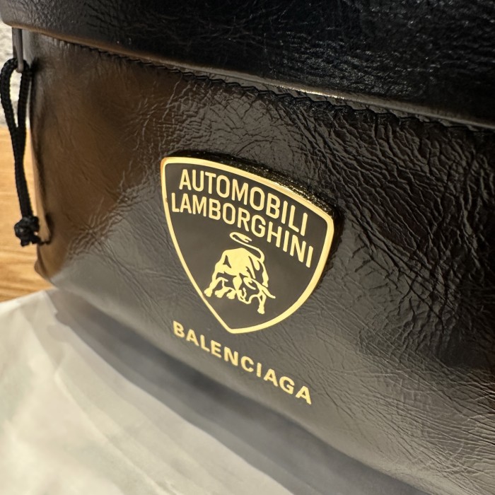 NIGO Balenciaga x Automobili Lamborghini Explorer Men's Solid Color Letter Print Oil Wax Leather Book Bag Backpack Bags #nigo78129