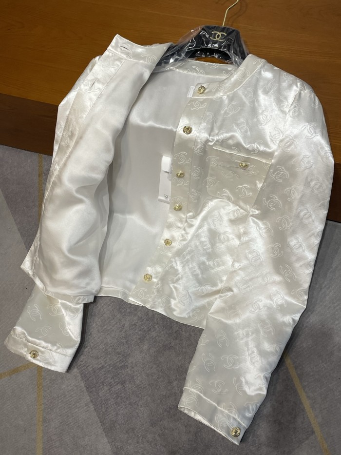 NIGO Chanel Women's Spring and Autumn Solid Color Logo Printed Single Breasted Silk Long Sleeve Jacket #nigo78133