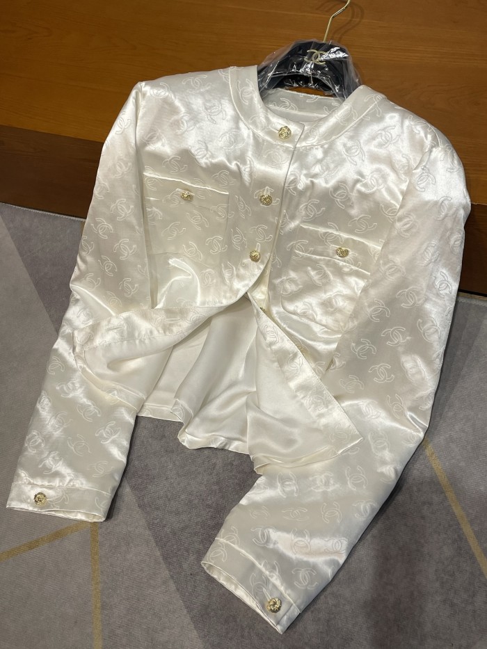 NIGO Chanel Women's Spring and Autumn Solid Color Logo Printed Single Breasted Silk Long Sleeve Jacket #nigo78133