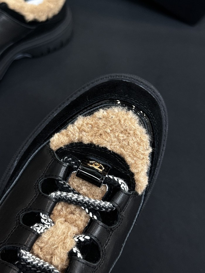 NIGO Chanel Women's Autumn/winter Color-Block Classic Fashion Round Toe Lace-up Low-top Leather Casual Shoes #nigo78123