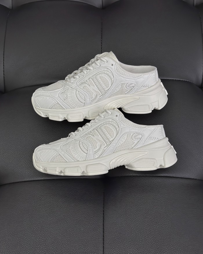 NIGO Dior Chrono Women's Spring/autumn Two-tone Mesh Fabric Round Toe Lace-up Slip-on Low-top Shoes Fashion Casual #nigo78135