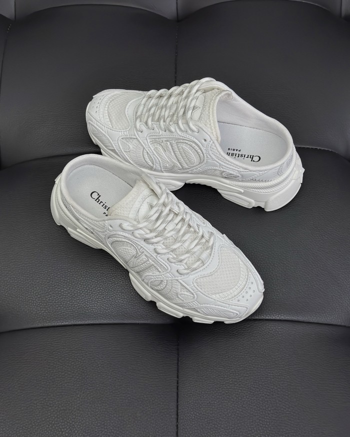 NIGO Dior Chrono Women's Spring/autumn Two-tone Mesh Fabric Round Toe Lace-up Slip-on Low-top Shoes Fashion Casual #nigo78135