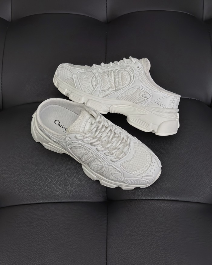 NIGO Dior Chrono Women's Spring/autumn Two-tone Mesh Fabric Round Toe Lace-up Slip-on Low-top Shoes Fashion Casual #nigo78135