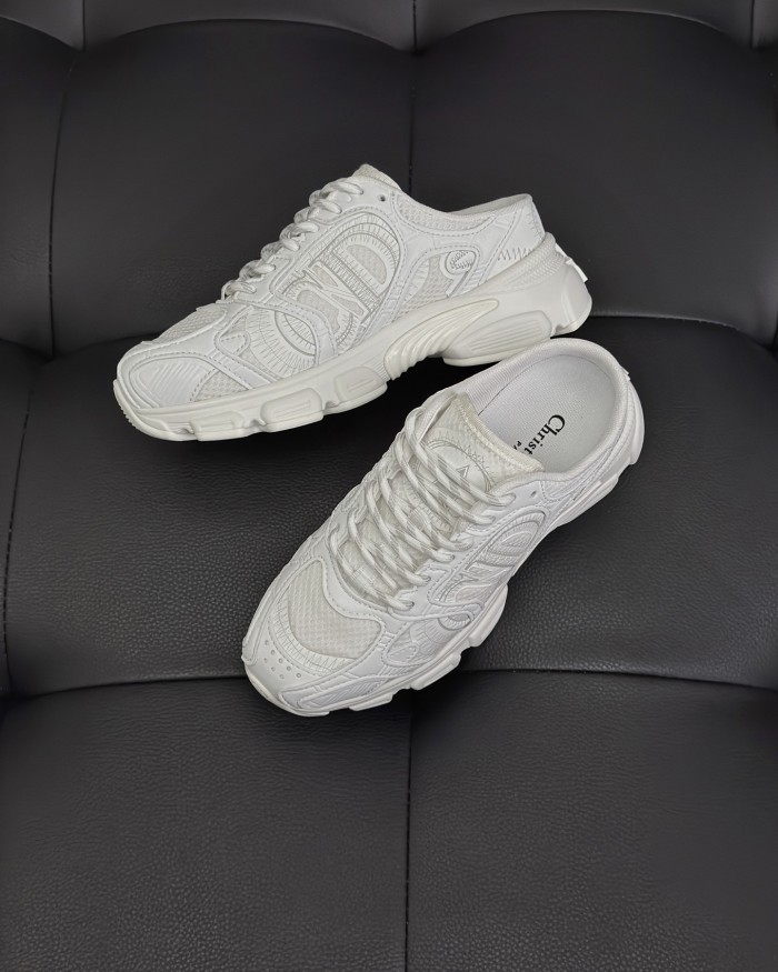 NIGO Dior Chrono Women's Spring/autumn Two-tone Mesh Fabric Round Toe Lace-up Slip-on Low-top Shoes Fashion Casual #nigo78135