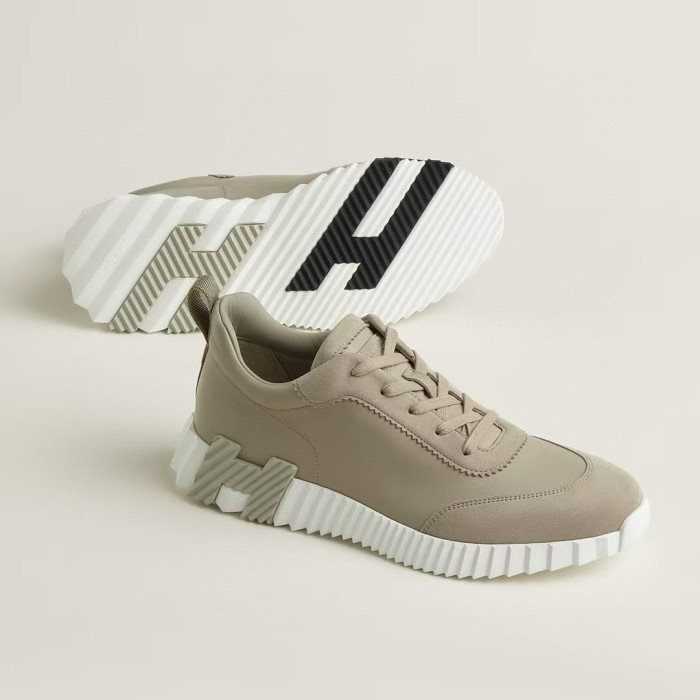 NIGO Hermes Bouncing Sneakers Men's Solid Color Leather and Suede Mesh Low-Top Lace-Up Shoes #nigo81413