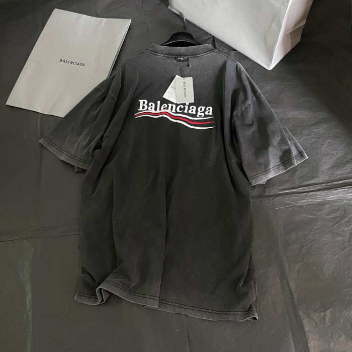 NIGO Balenciaga POLITICAL CAMPAIGN INSIDE-OUT Men's Summer Washed Colour Embroidered Letter Short Sleeve Fashionable Short Sleeve T-shirt #nigo78142
