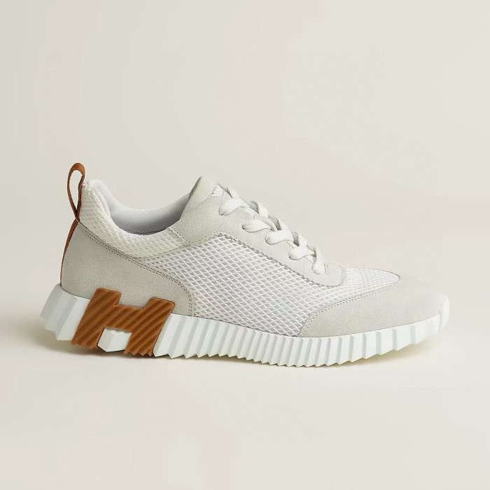 NIGO Hermes Bouncing Sneakers Men's Solid Color Leather and Suede Mesh Low-Top Lace-Up Shoes #nigo81413
