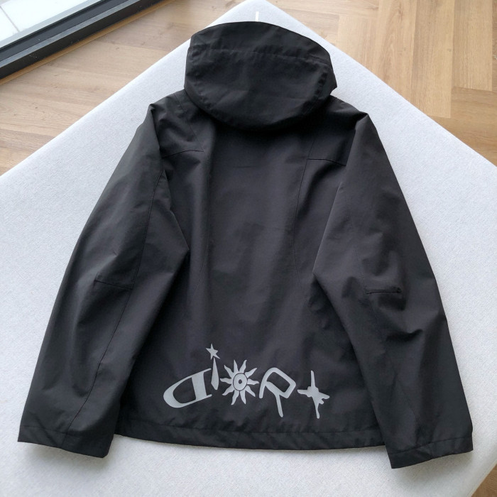 NIGO Dior And Lewis Hamilton Parker Coat Men's Fall And Winter Hooded Zipper Black Jacket Fashion Trend Logo Short Jacket #nigo81418
